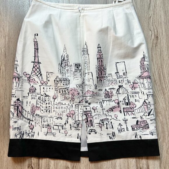 Tahari Arthur S. Levine Paris Print A-Line Pencil Skirt Size 8 - Picture 7 of 9